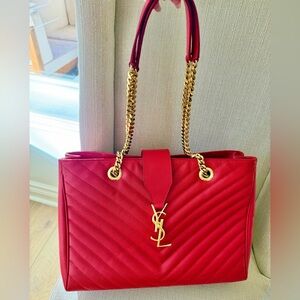 Yves Saint Laurent Red Chevron Shoulder Bag